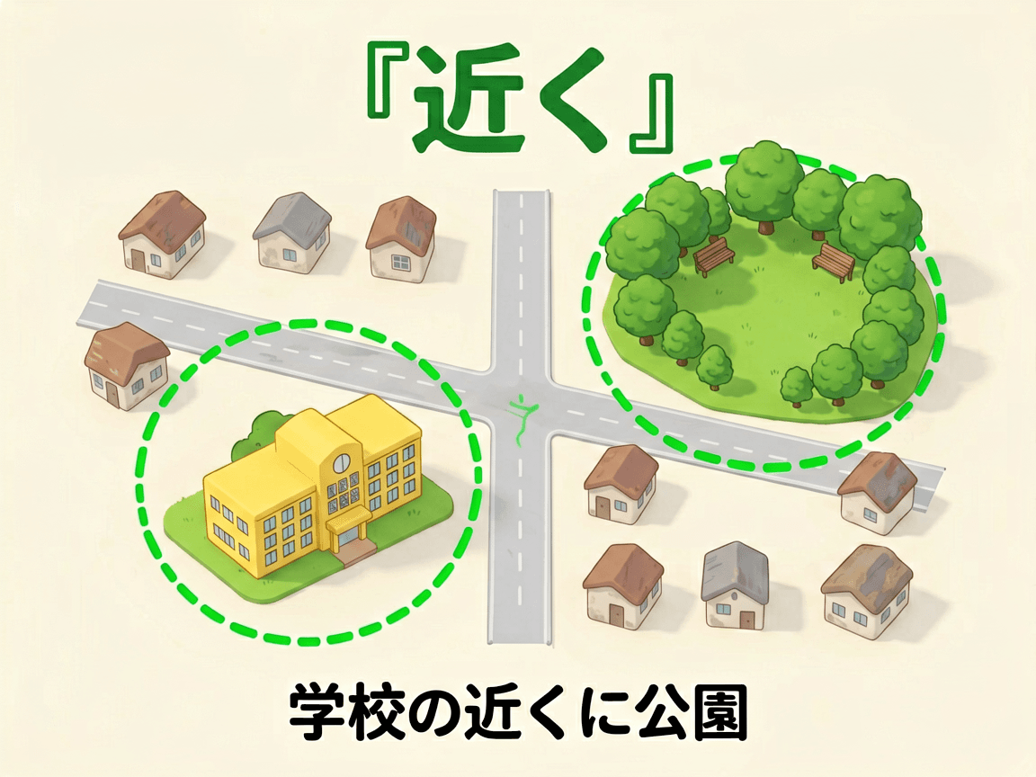 学校の近くに公園：地圖上學校與公園同在附近範圍內
