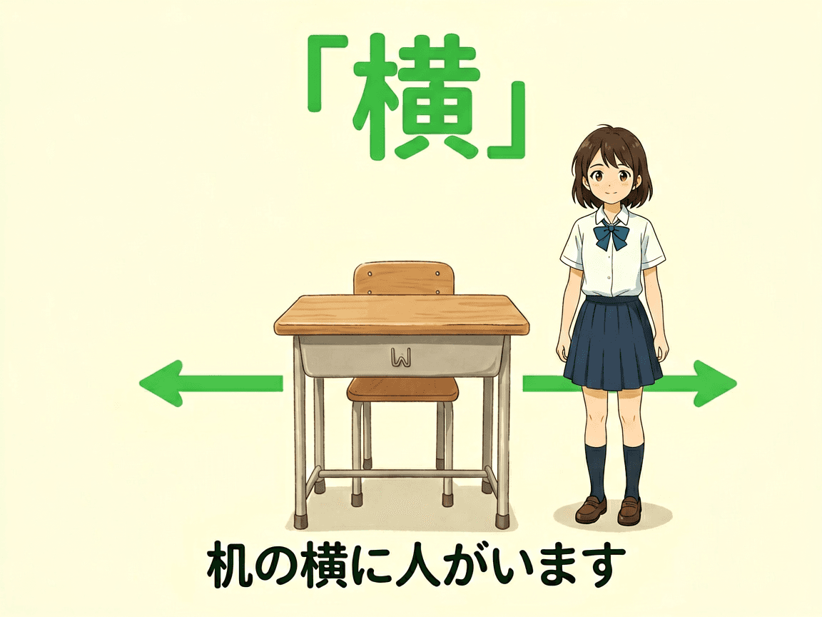 机の横に人がいます：正面視角，桌子左右兩側